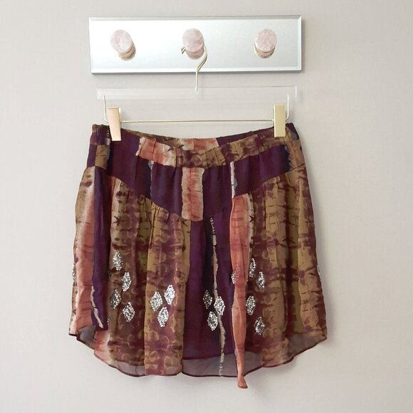 NWOT Zara sequin embroidered boho inspired mini skirt, L - Picture 8 of 10